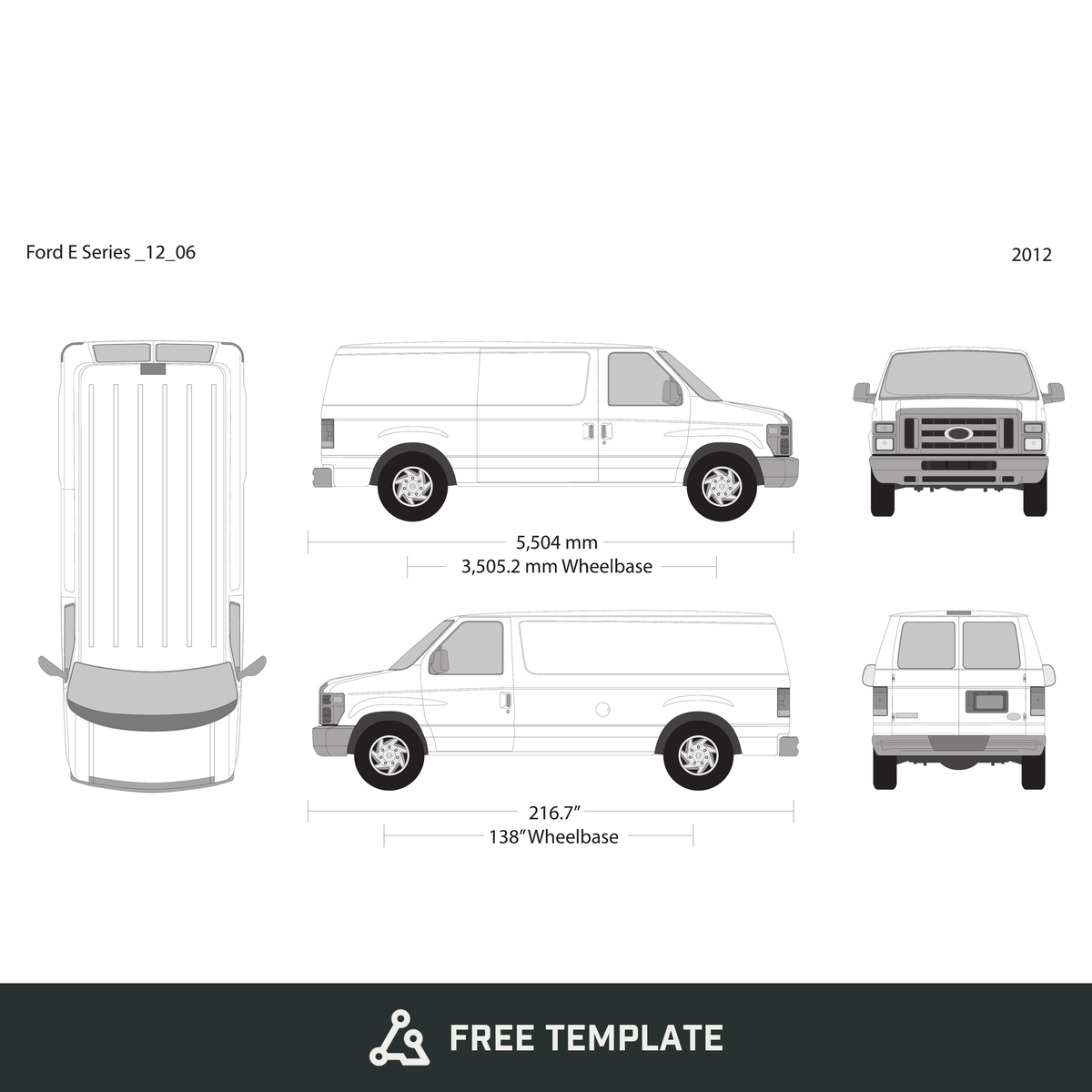 2012 Ford E Series free vector vehicle wrap template - GravBase