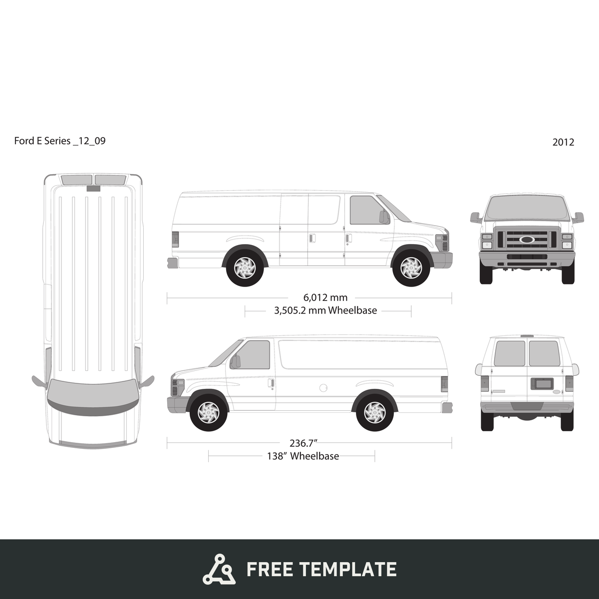 2012 Ford E Series free vector vehicle wrap template - GravBase