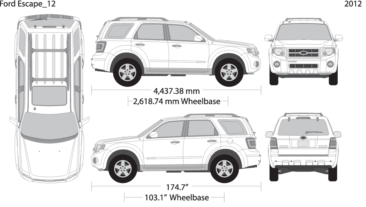 2012 Ford Escape V12 Vehicle Wrap Template