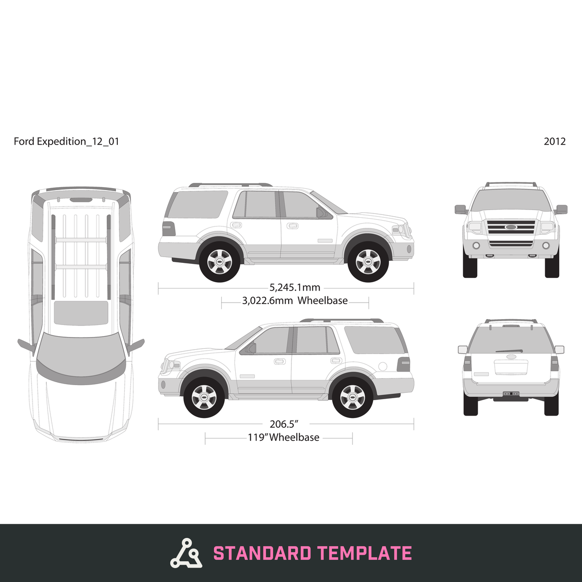 2012 Ford Expedition vector wrap template V01, Design-Ready PDF - GravBase