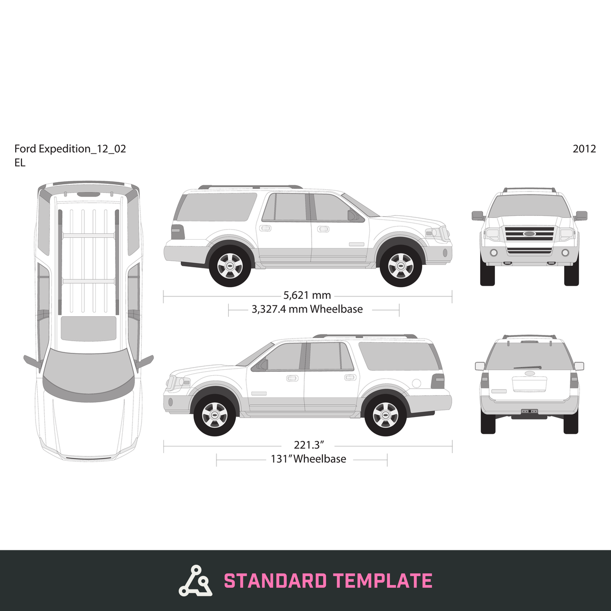 2012 Ford Expedition vector wrap template V02, Design-Ready PDF - GravBase