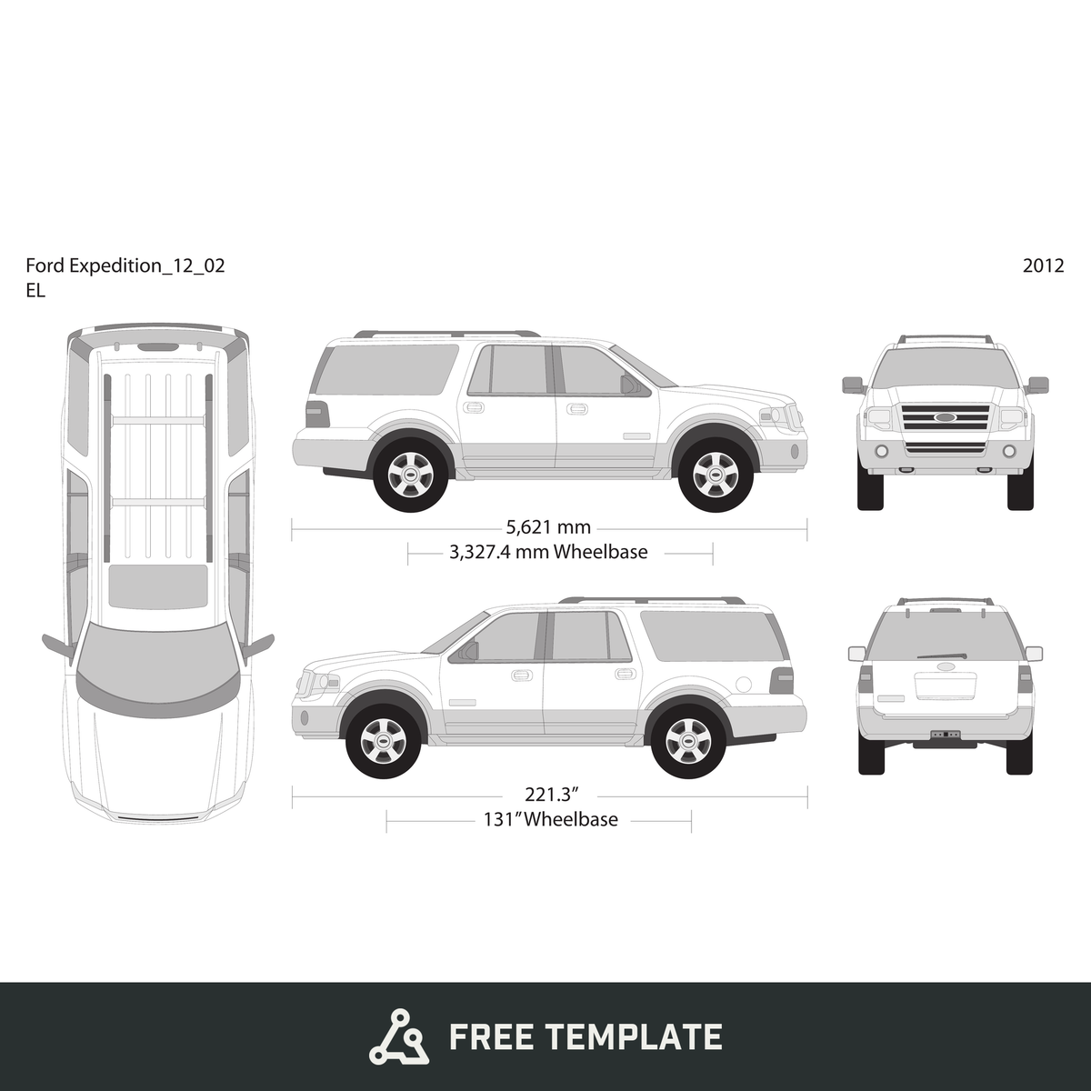 2012 Ford Expedition free vector vehicle wrap template - GravBase