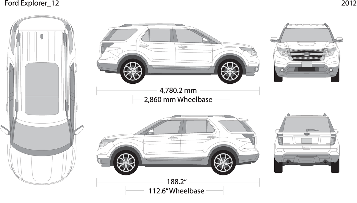 2012 Ford Explorer V12 Vehicle Wrap Template