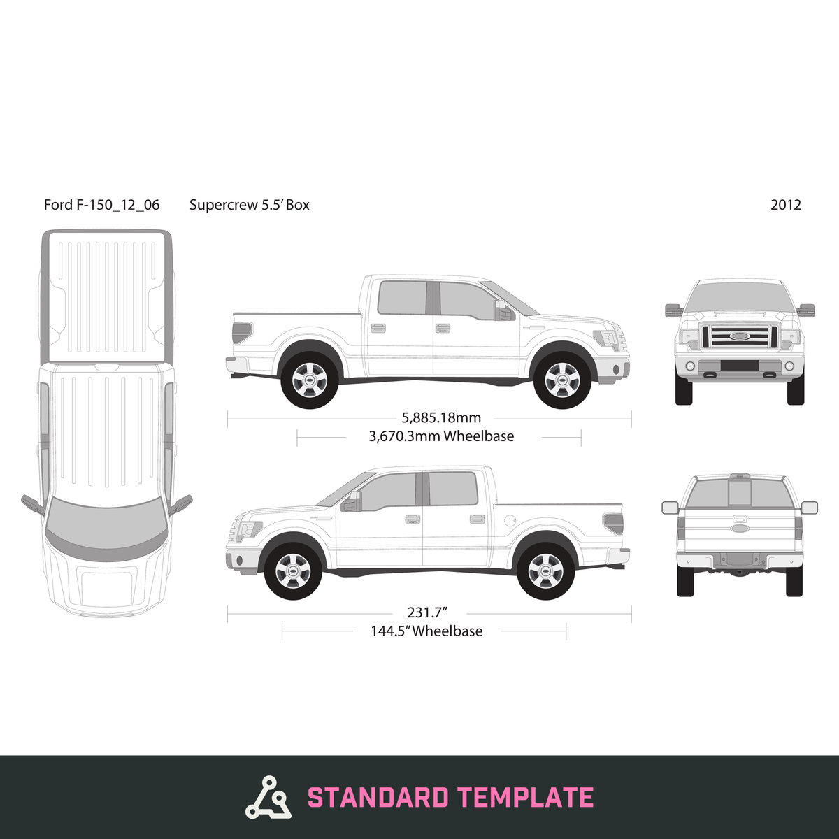 2012 Ford F-150 vector wrap template V06, Design-Ready PDF - GravBase
