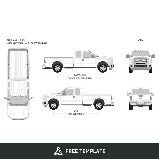 2012 Ford F-250 free vector vehicle wrap template - GravBase