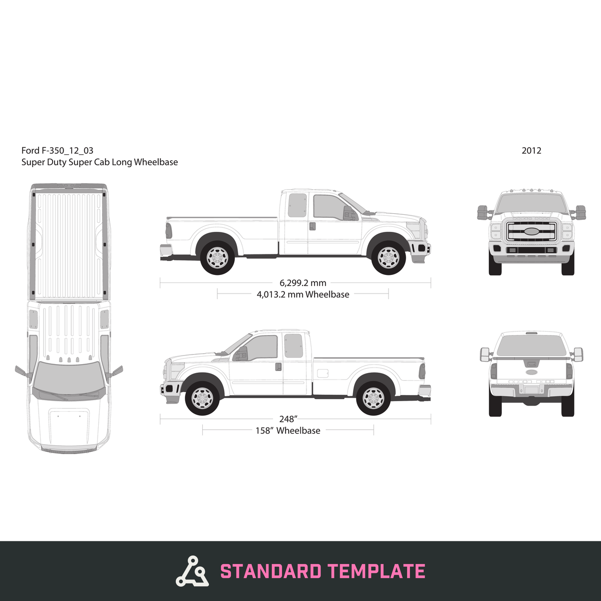 2012 Ford F-350 vector wrap template V03, Design-Ready PDF - GravBase