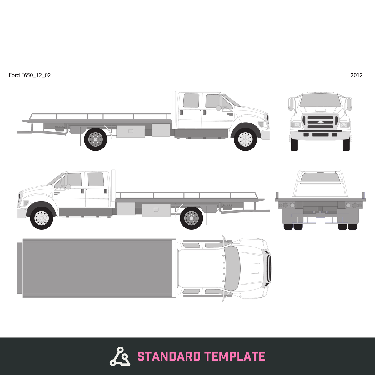 2012 Ford F-650 vector wrap template V02, Design-Ready PDF - GravBase