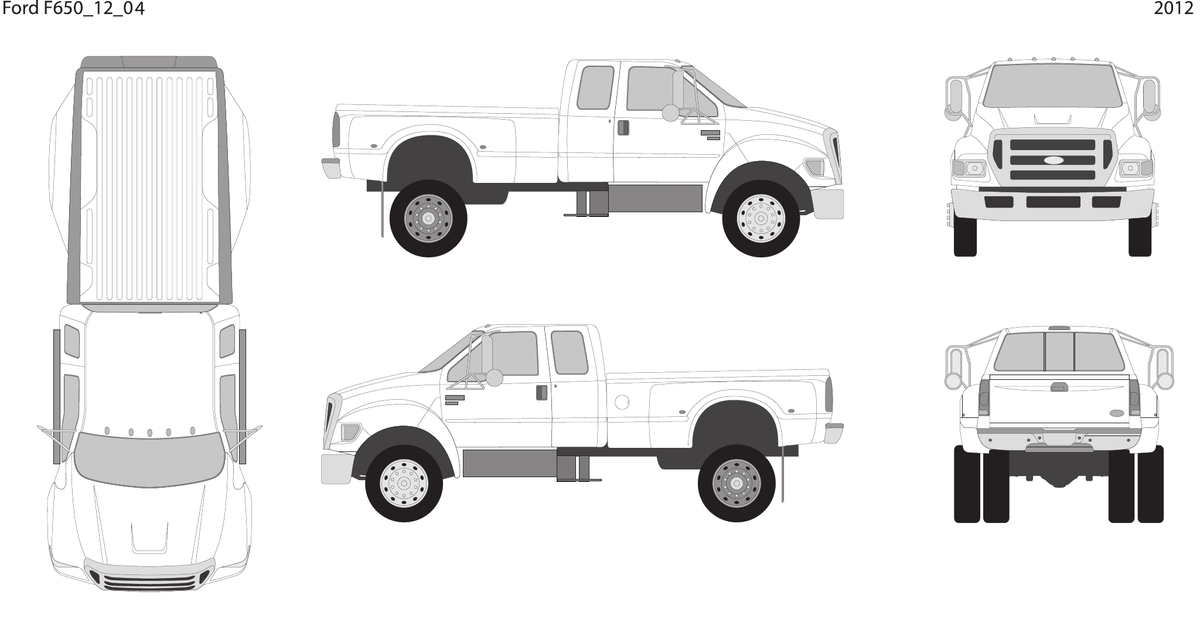 2012 Ford F-650 vector wrap template V04, Design-Ready PDF - GravBase