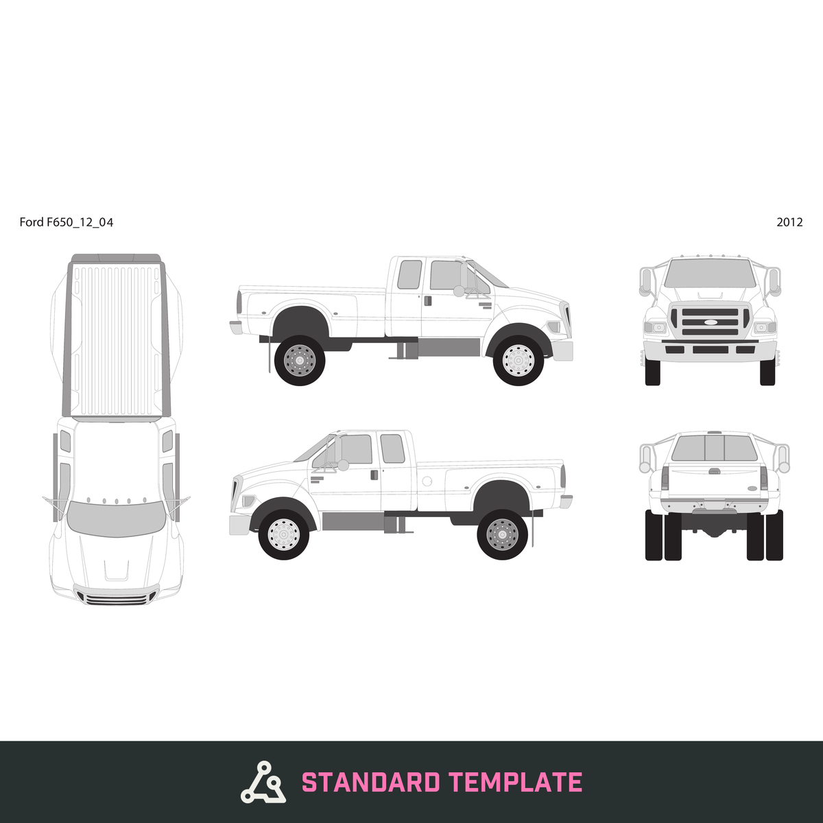 2012 Ford F-650 vector wrap template V04, Design-Ready PDF - GravBase