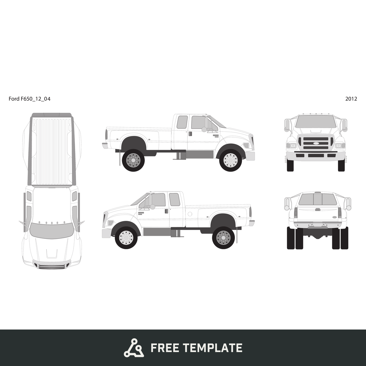 2012 Ford F-650 free vector vehicle wrap template - GravBase