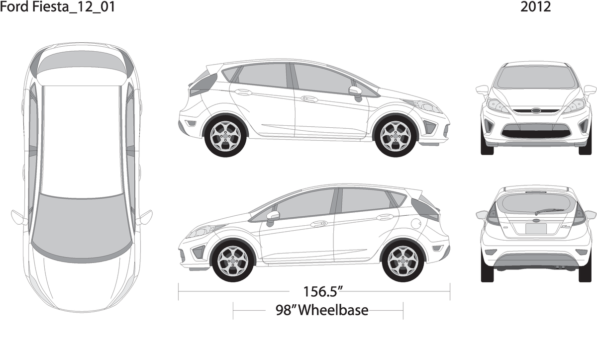 2012 Ford Fiesta V01 Vehicle Wrap Template
