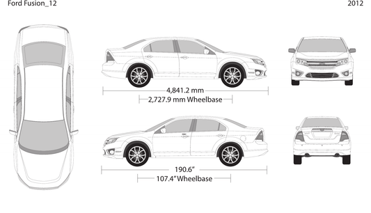 2012 Ford Fusion Vector Wrap Template - GravBase