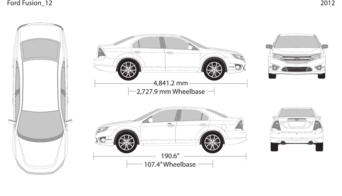 2012 Ford Fusion vector wrap template, Design-Ready PDF - GravBase