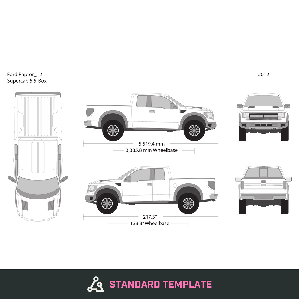 2012 Ford Raptor vector wrap template V01, Design-Ready PDF - GravBase