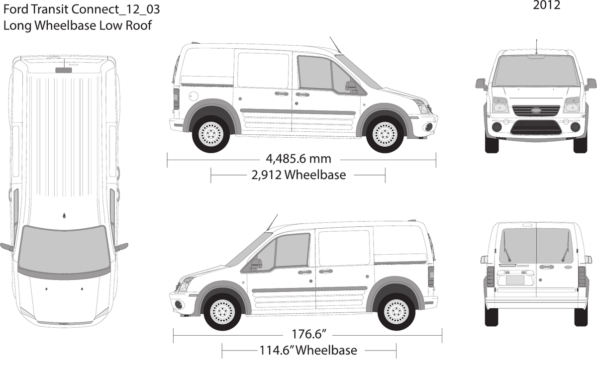 2012 Ford Transit Connect vector wrap template V03, Design-Ready PDF - GravBase