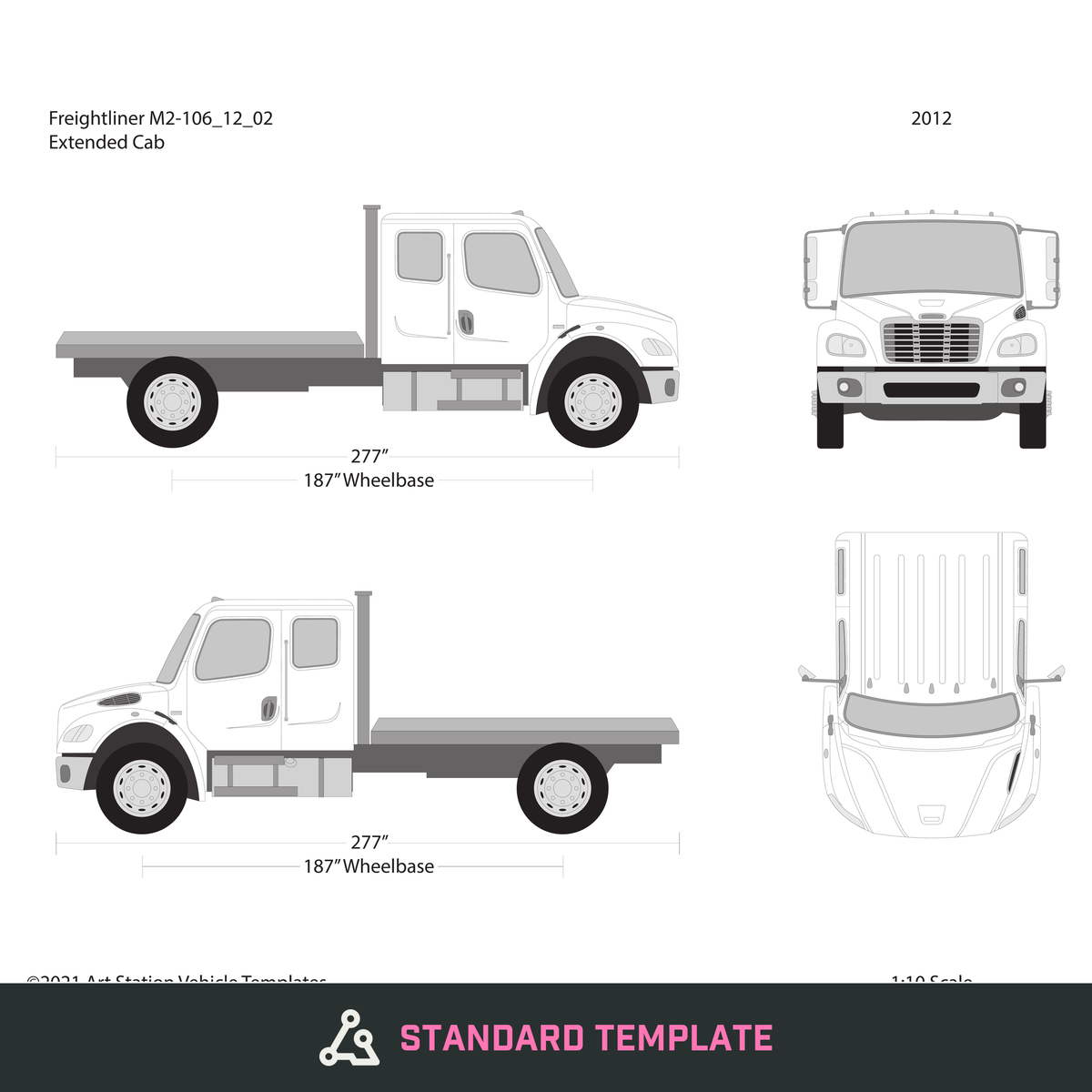 2012 Freightliner M2-106 vector wrap template V02, Design-Ready PDF - GravBase