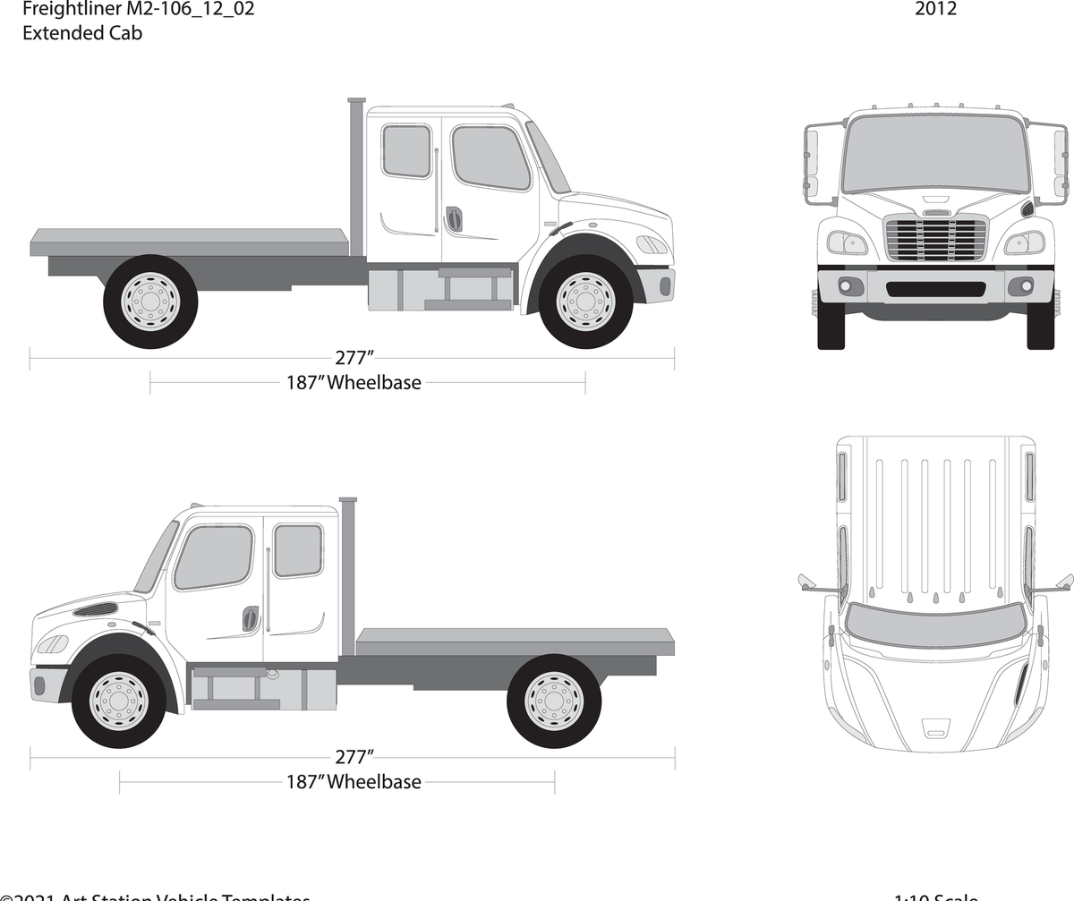 2012 Frieghtliner M2 106 V02 Vehicle Wrap Template