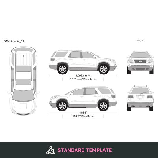 2012 GMC Acadia vector wrap template, Design-Ready PDF - GravBase
