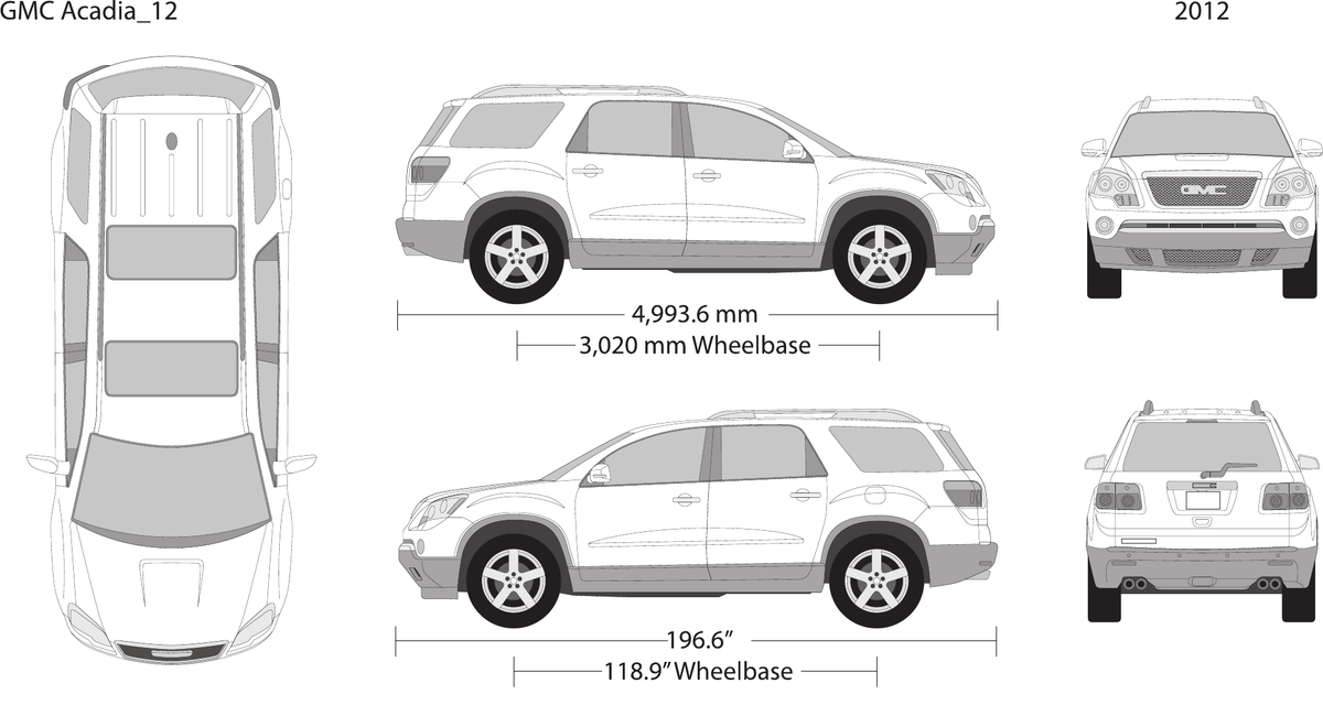 2012 GMC Acadia vector wrap template, Design-Ready PDF - GravBase