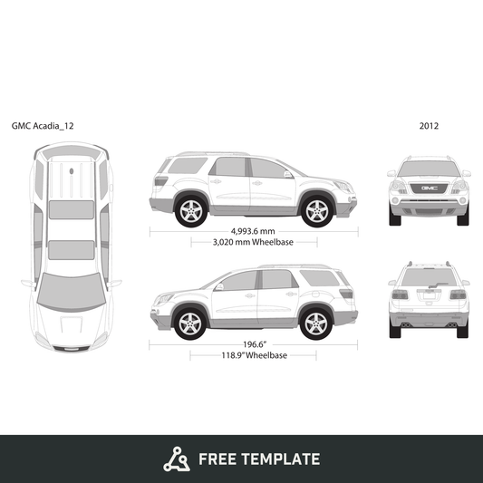 2012 GMC Acadia free vector vehicle wrap template - GravBase