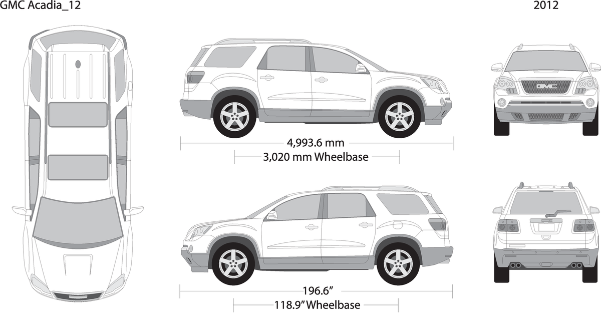 2012 Gmc Acadia V12 Vehicle Wrap Template