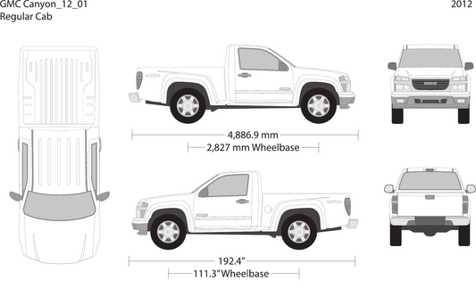 2012 GMC Canyon vector wrap template V01, Design-Ready PDF - GravBase