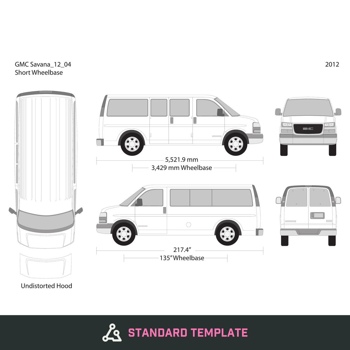 2012 GMC Savana vector wrap template V04, Design-Ready PDF - GravBase