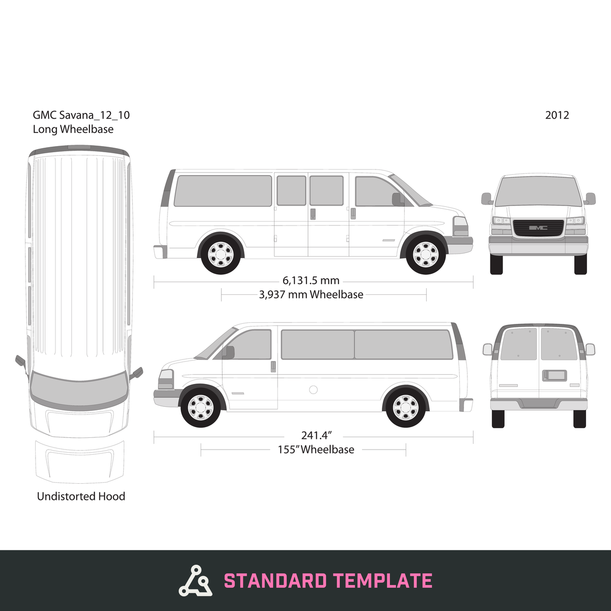 2012 GMC Savana vector wrap template V10, Design-Ready PDF - GravBase