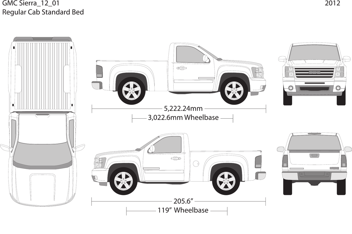 2012 GMC Sierra 1500 vector wrap template V01, Design-Ready PDF - GravBase