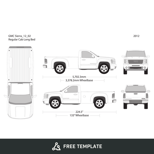 2012 GMC Sierra 1500 free vector vehicle wrap template - GravBase
