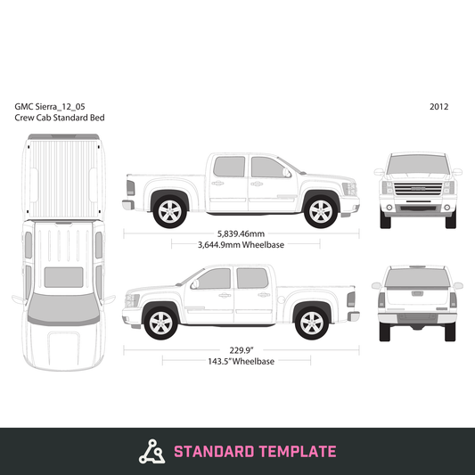 2012 GMC Sierra 1500 vector wrap template V05, Design-Ready PDF - GravBase