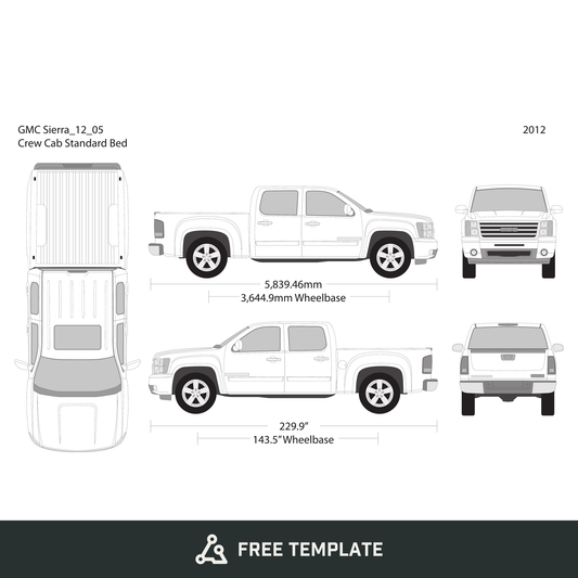 2012 GMC Sierra 1500 free vector vehicle wrap template - GravBase