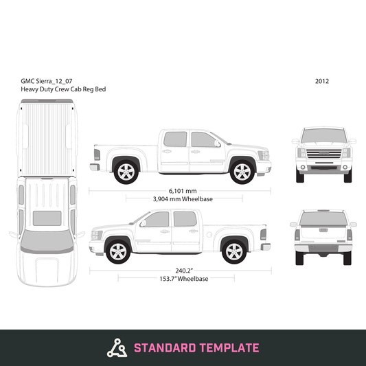 2012 GMC Sierra 2500-3500 HD vector wrap template V07, Design-Ready PDF - GravBase