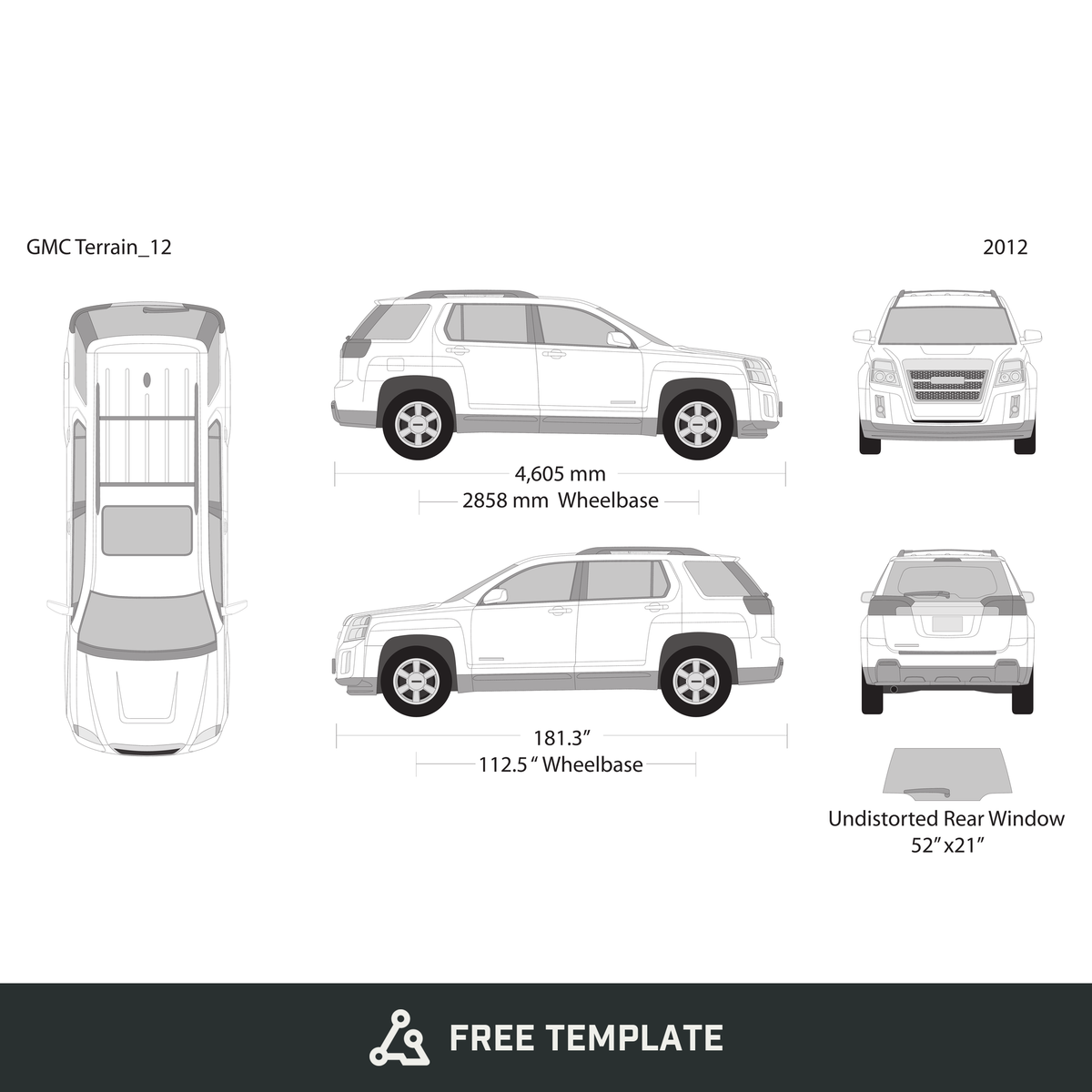 2012 GMC Terrain free vector vehicle wrap template - GravBase