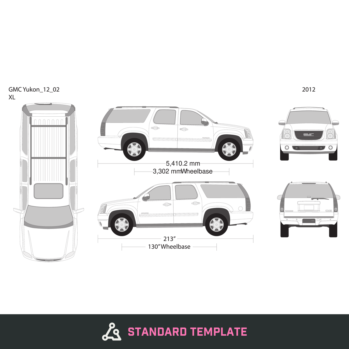 2012 GMC Yukon vector wrap template V02, Design-Ready PDF - GravBase
