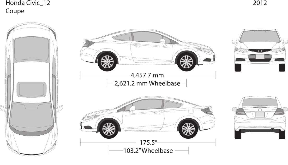 2012 Honda Civic Coupe vector wrap template, Design-Ready PDF - GravBase