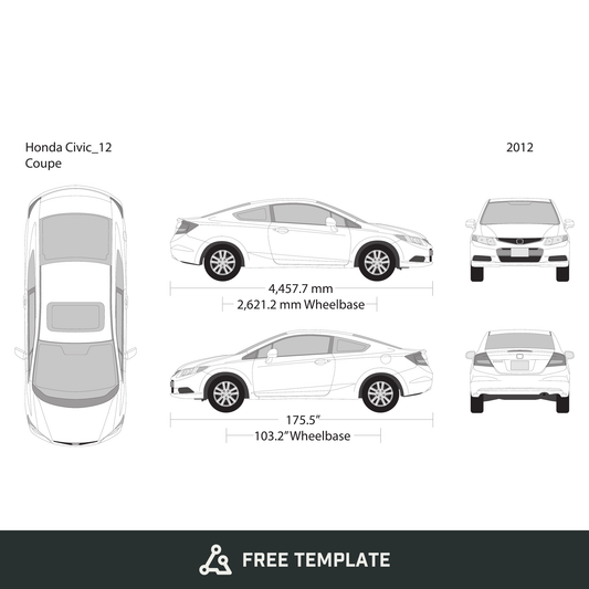2012 Honda Civic Coupe free vector vehicle wrap template - GravBase