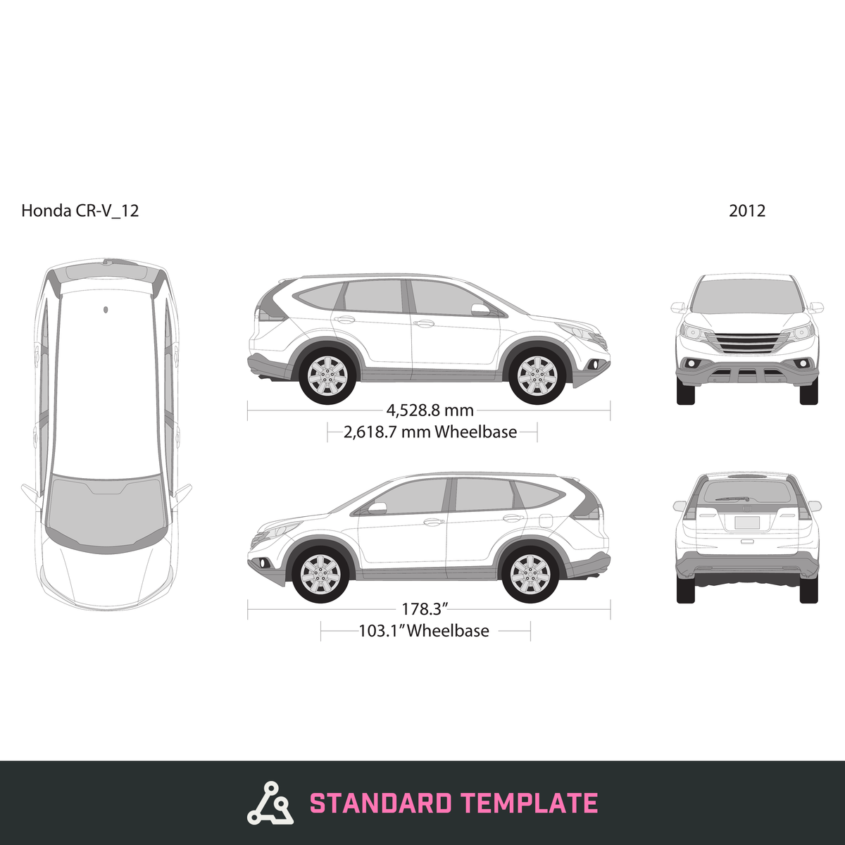 2012 Honda CR-V vector wrap template, Design-Ready PDF - GravBase