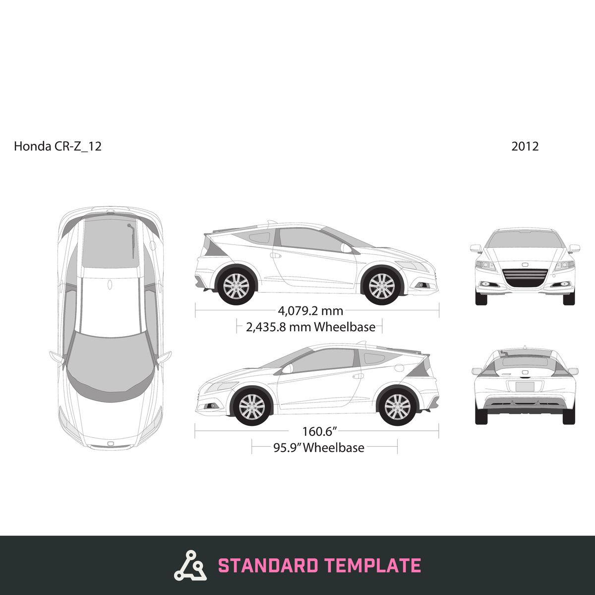 2012 Honda CR-Z vector wrap template, Design-Ready PDF - GravBase