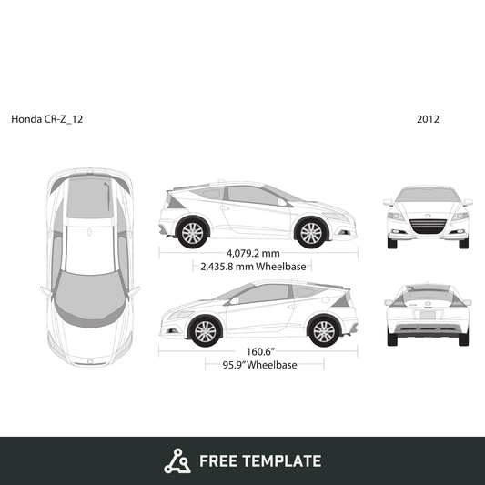 2012 Honda CR-Z free vector vehicle wrap template - GravBase