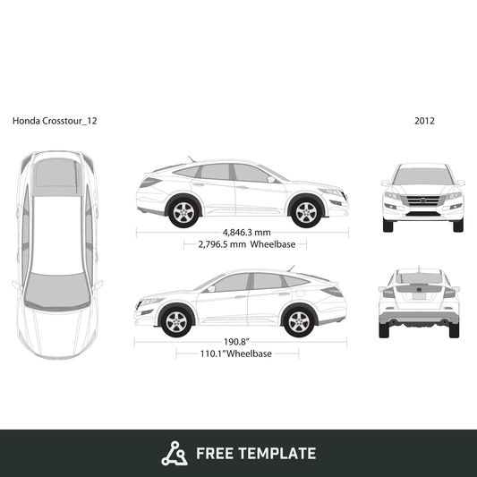 2012 Honda Crosstour free vector vehicle wrap template - GravBase
