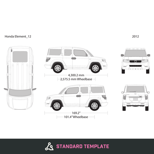 2012 Honda Element vector wrap template, Design-Ready PDF - GravBase