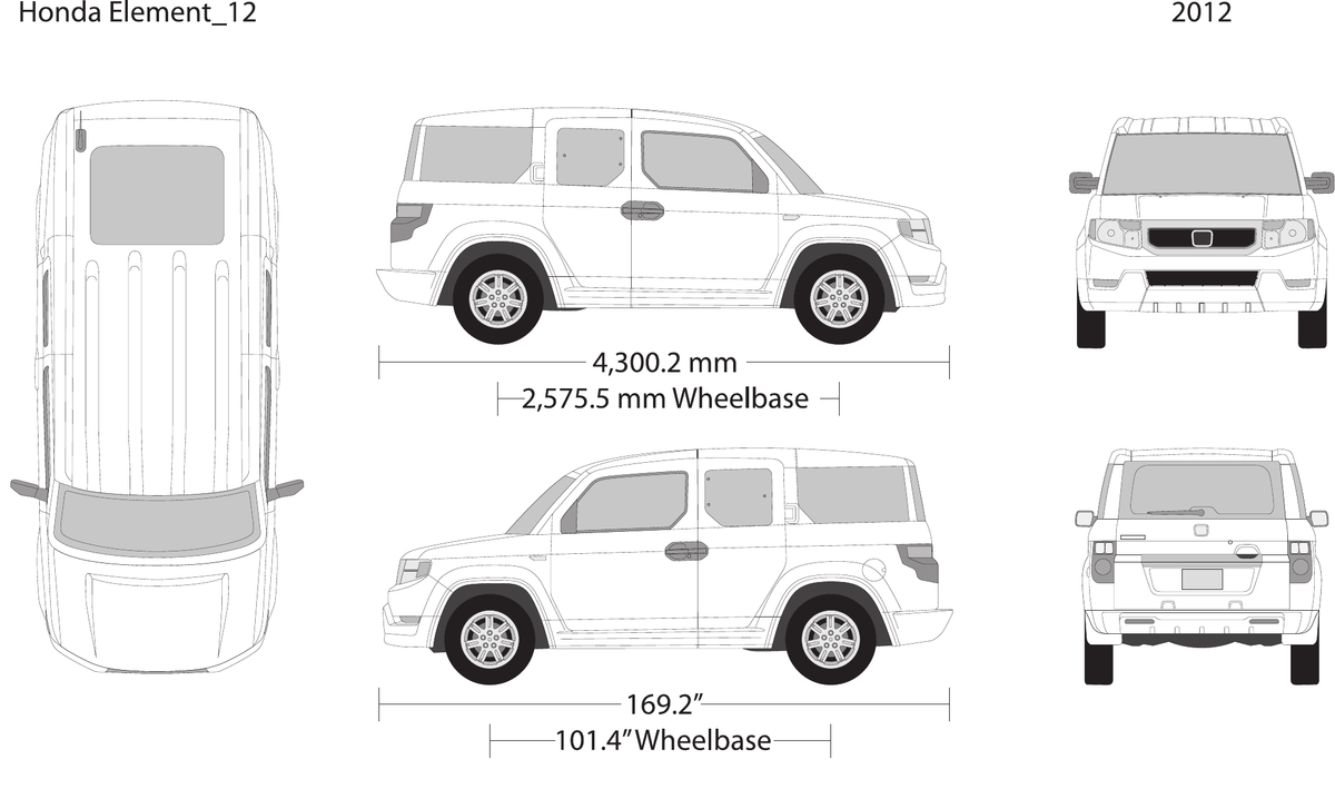 2012 Honda Element vector wrap template, Design-Ready PDF - GravBase