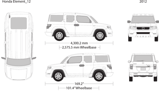 2012 Honda Element vector wrap template, Design-Ready PDF - GravBase