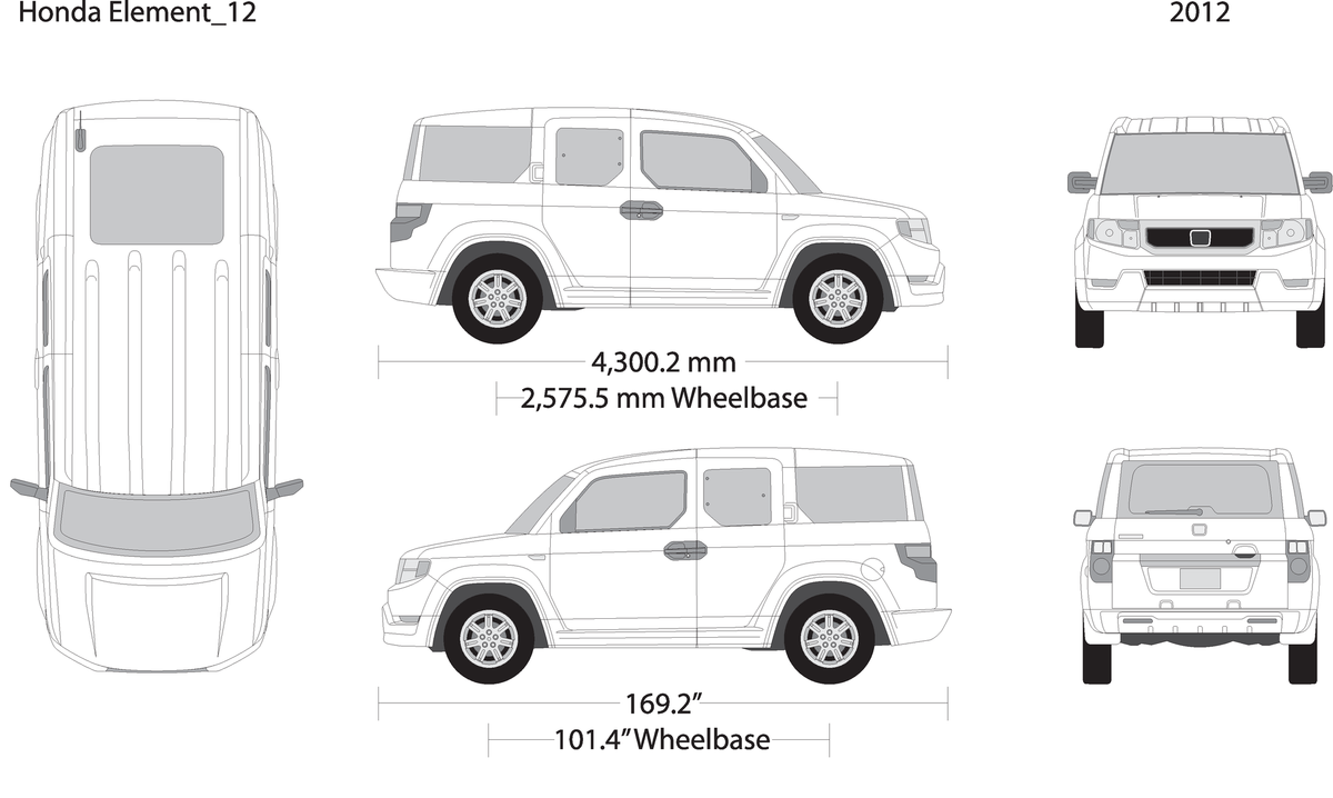 2012 Honda Element V12 Vehicle Wrap Template