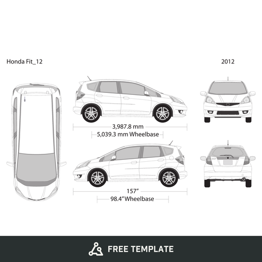2012 Honda Fit free vector vehicle wrap template - GravBase