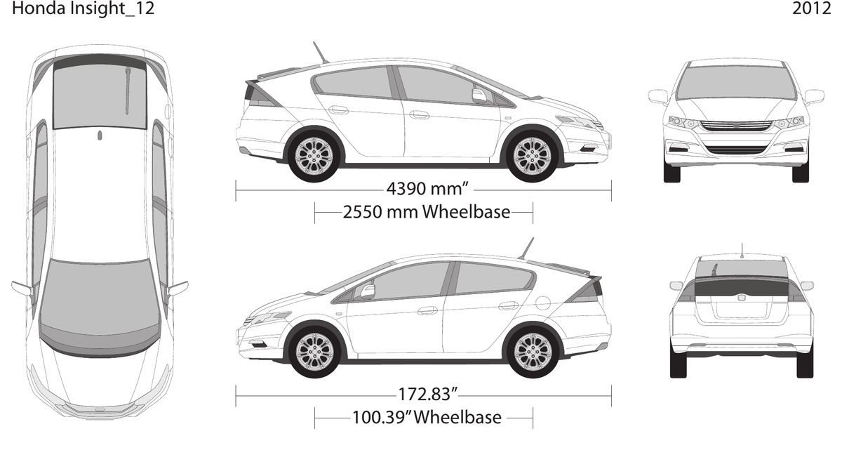 2012 Honda Insight vector wrap template, Design-Ready PDF - GravBase