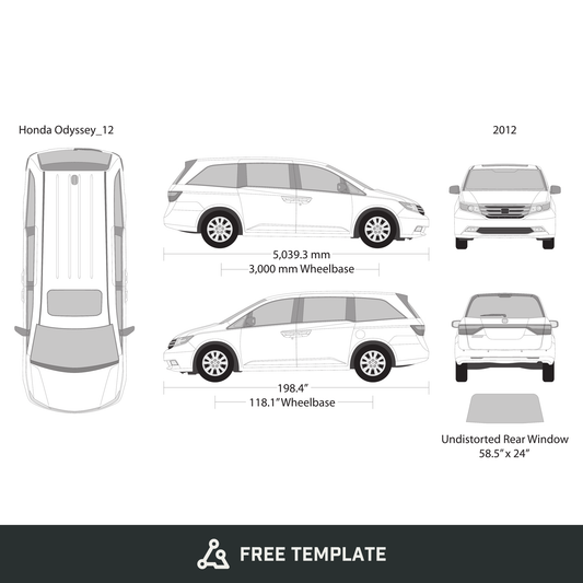 2012 Honda Odyssey free vector vehicle wrap template - GravBase