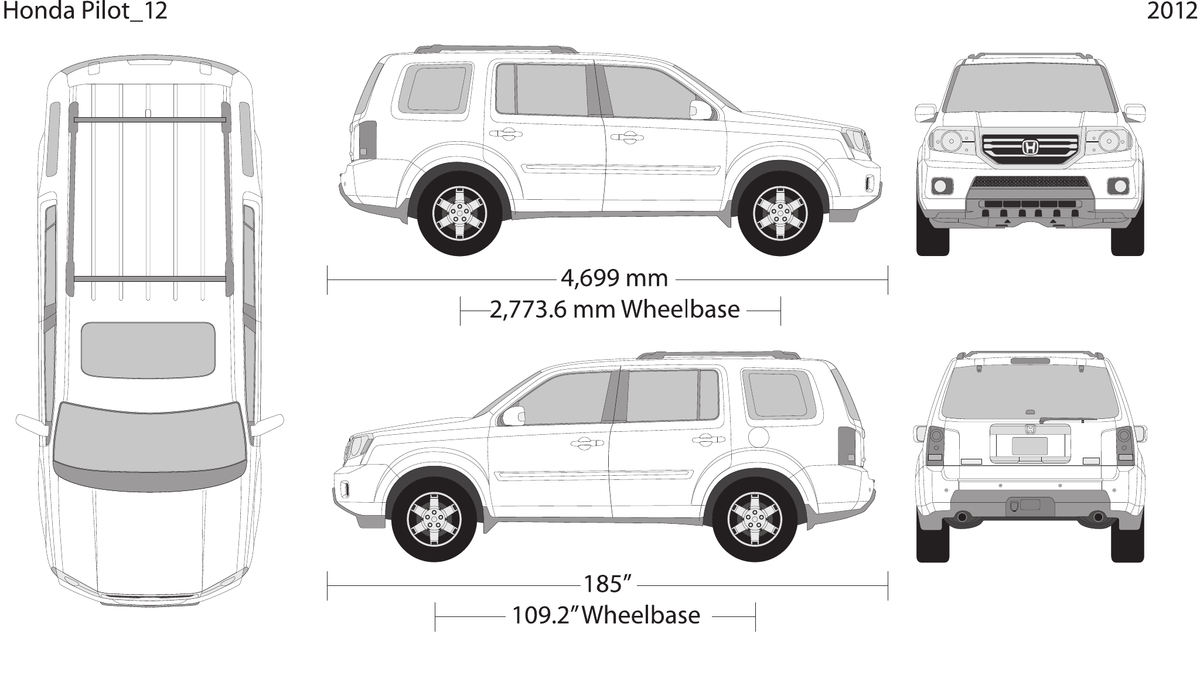 2012 Honda Pilot vector wrap template, Design-Ready PDF - GravBase