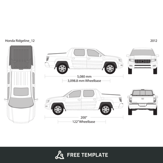 2012 Honda Ridgeline free vector vehicle wrap template - GravBase